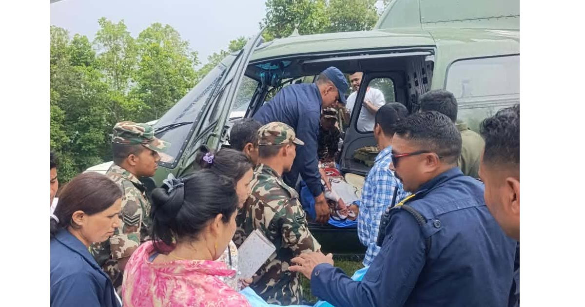 अत्यधिक रक्तस्रावपछि सुत्केरीको हेलिकप्टरबाट उद्दार